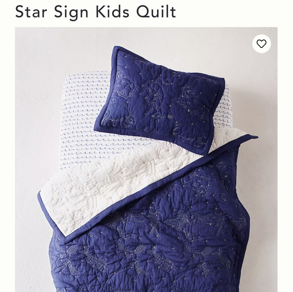 Anthropologie Toddler Kid's Star Sign Quilt and 2 Pillow Shams EUC